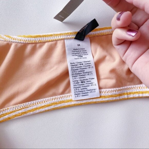 J. Crew | Lace Up Bikini Top Faded Stripe White Gold Orange Summer Flirty New 3X - Picture 9 of 10